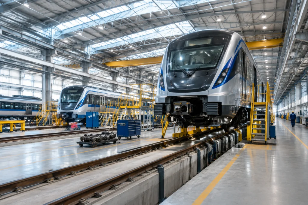 Railway rolling stock in a maintenance depot
