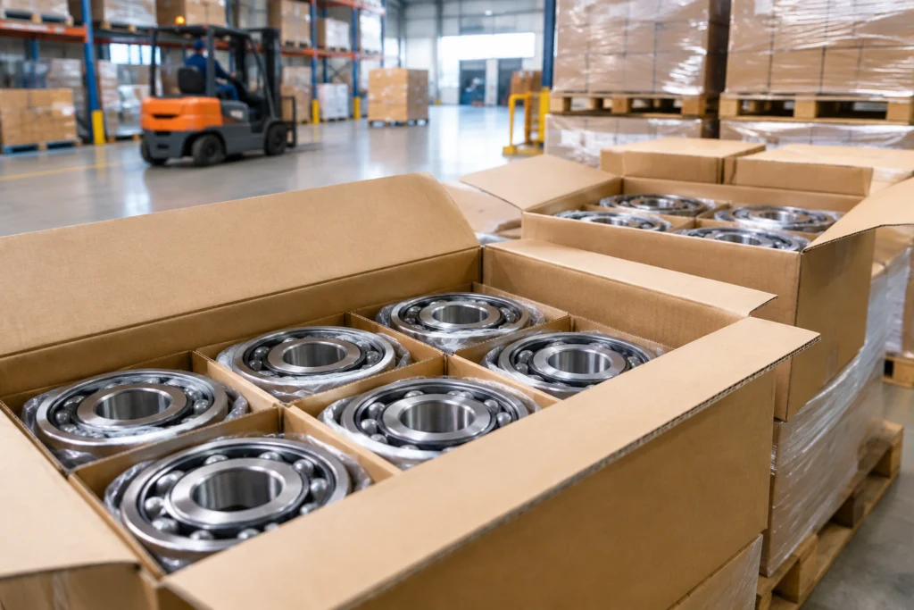 Bearings packed in cartons for export