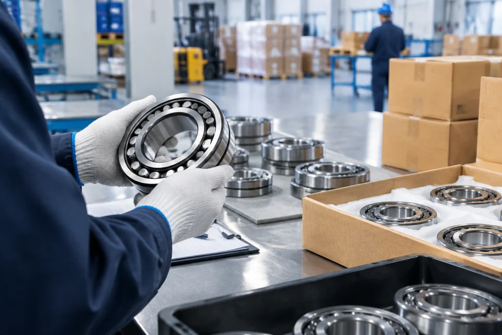 Bearing being inspected before shipment