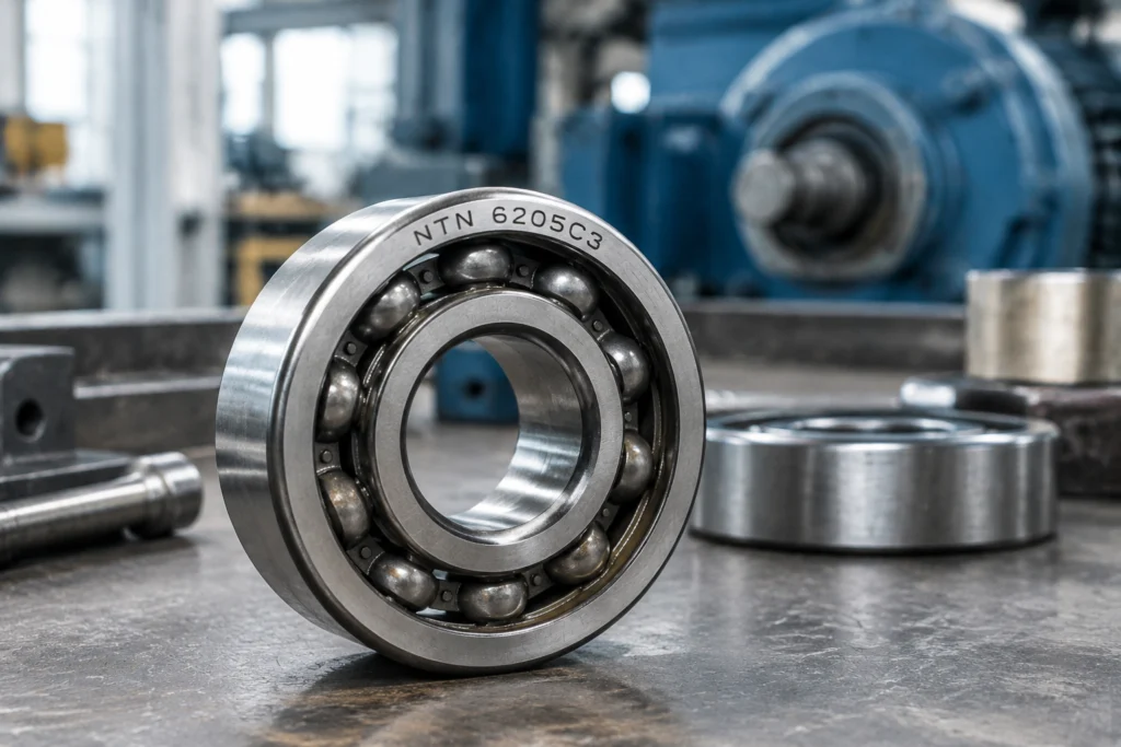 Used bearing showing the model code stamped on the outer ring