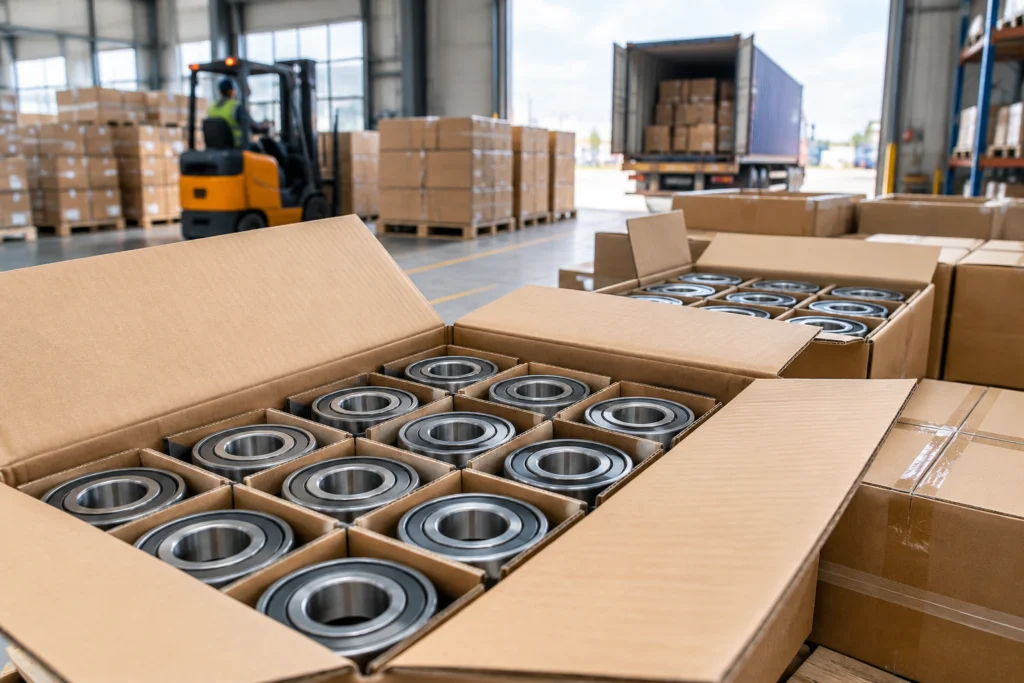 Bearings packed in cartons for export