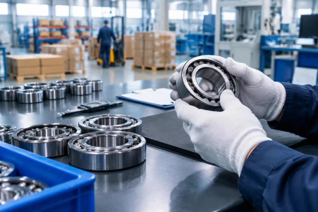 Bearing being inspected before shipment