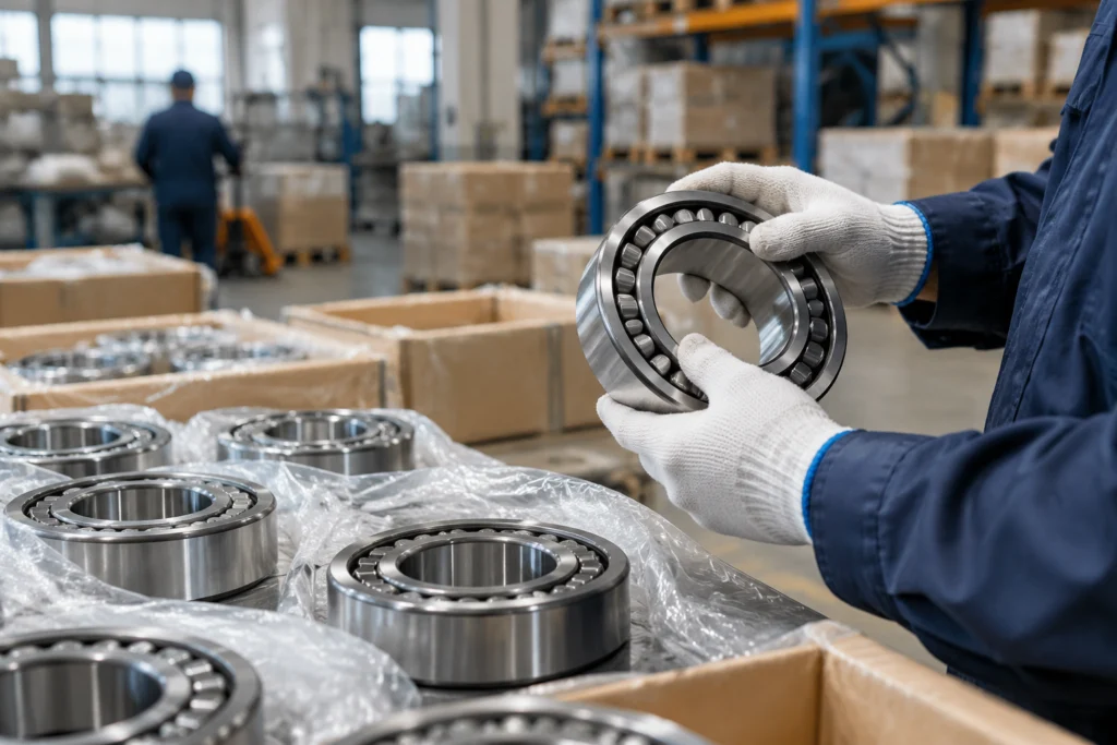 Bearing being inspected before shipment